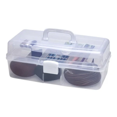 HobbyArts Plastboks med låg Transparent 39,5 x 19,5 cm, 10 rum